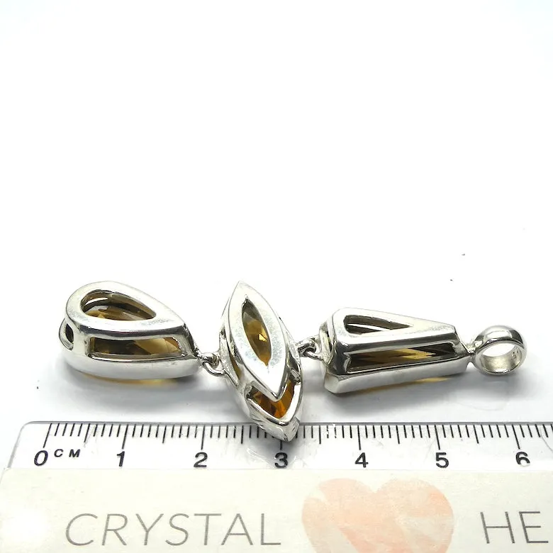 Citrine Pendant, AAA Grade Faceted Gemstones, 925 Sterling Silver, kt2