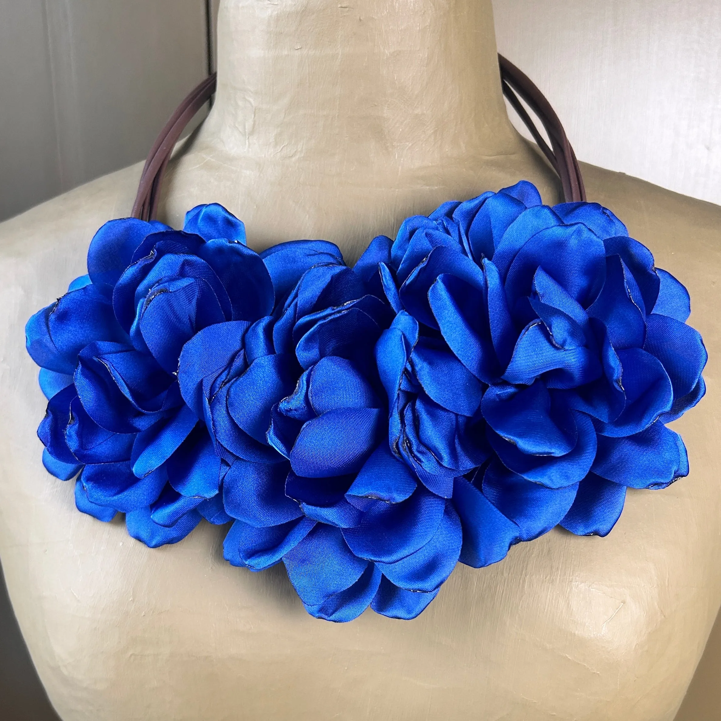 'Clara' oversized silky flower choker necklace