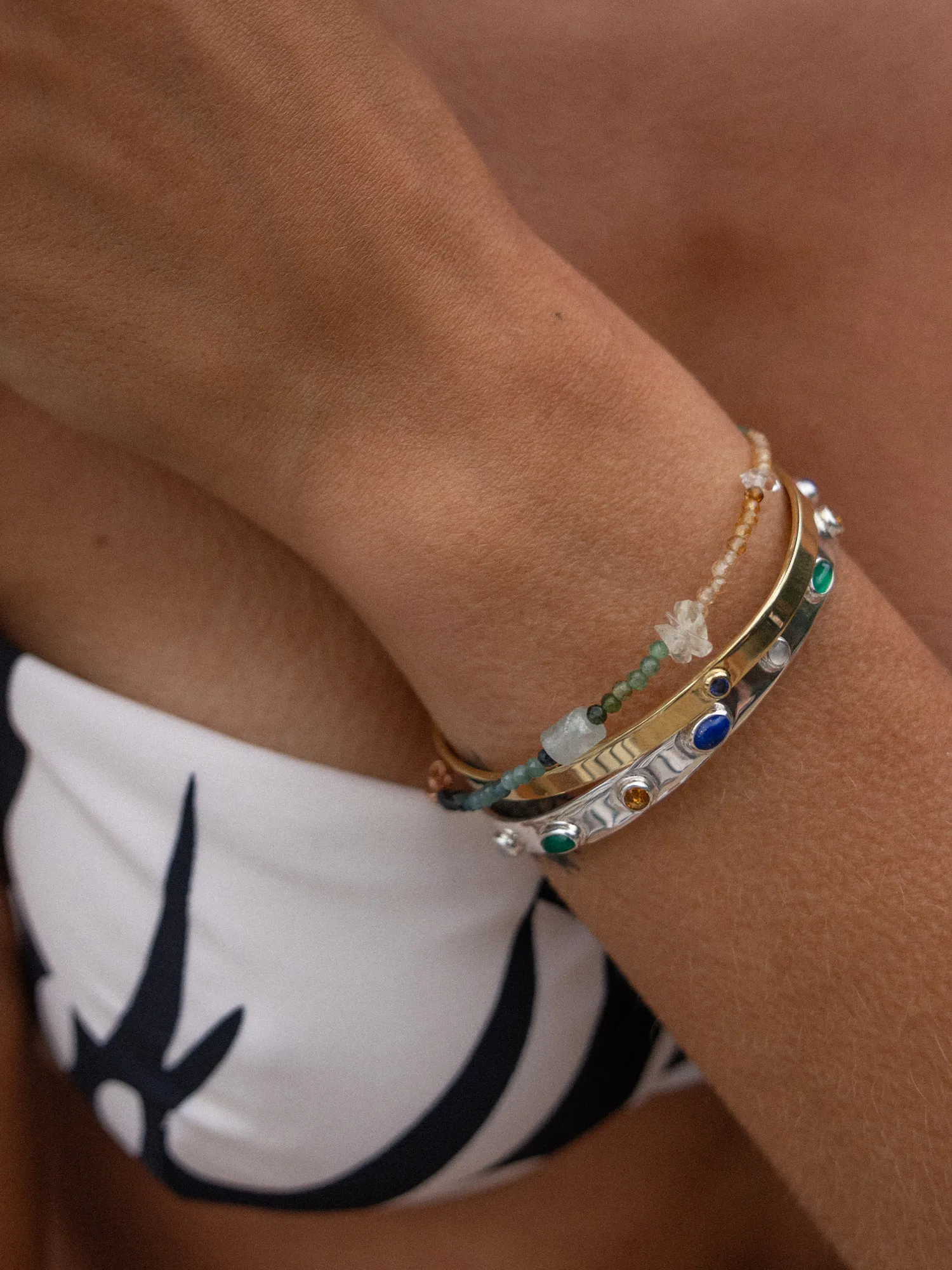 connection bracelet | tourmaline, aquamarine, herkimer   citrine