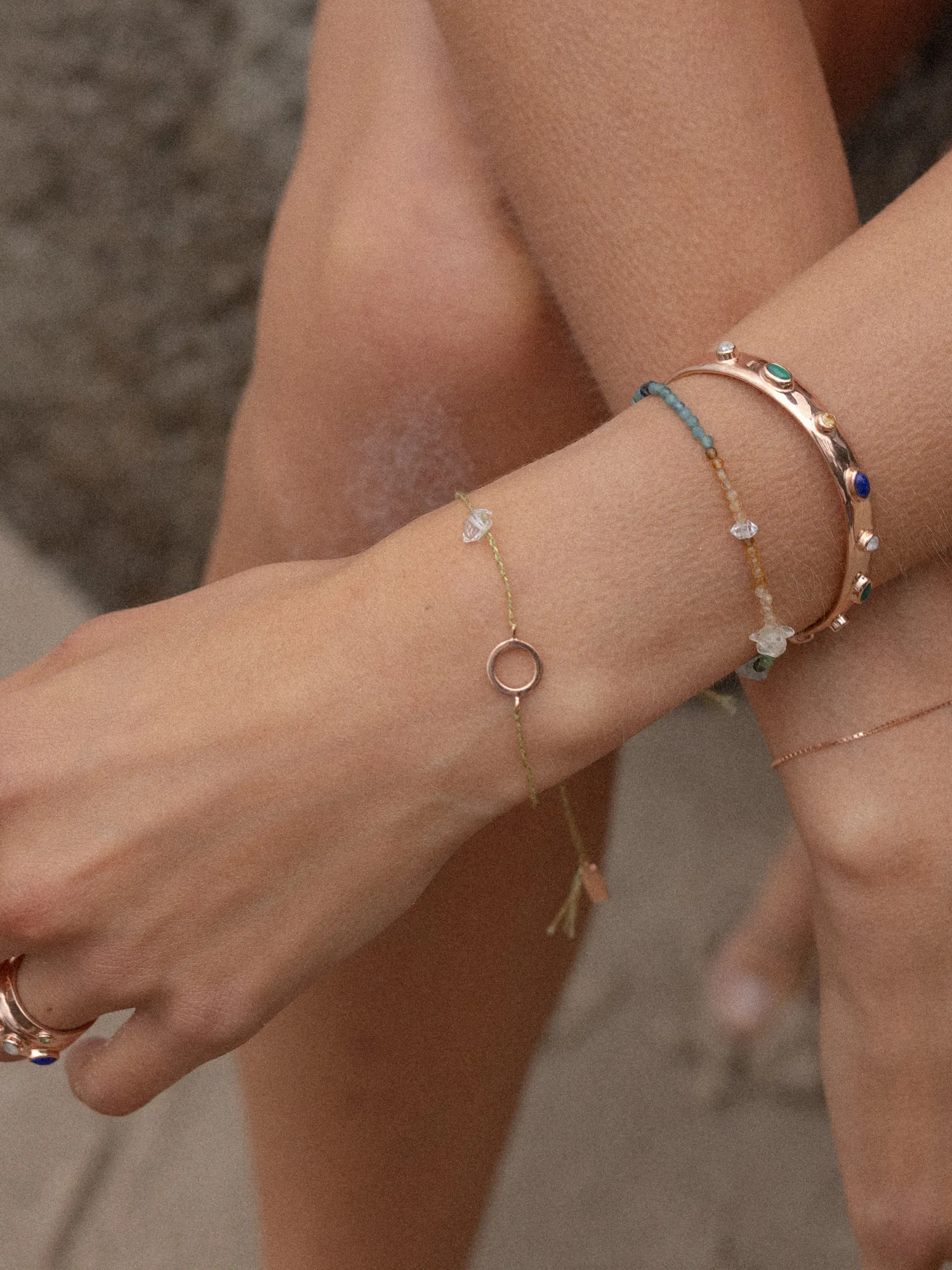 connection bracelet | tourmaline, aquamarine, herkimer   citrine