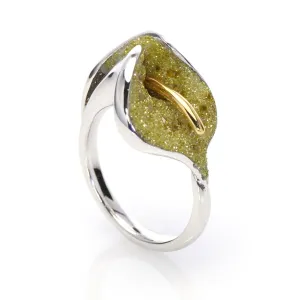 Crushed Yellow Diamonds and Sterling Ring