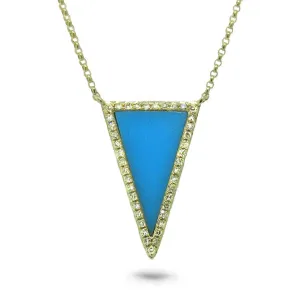 Diamond & 0.70ct Composite Turquoise 14k Yellow Gold Necklace