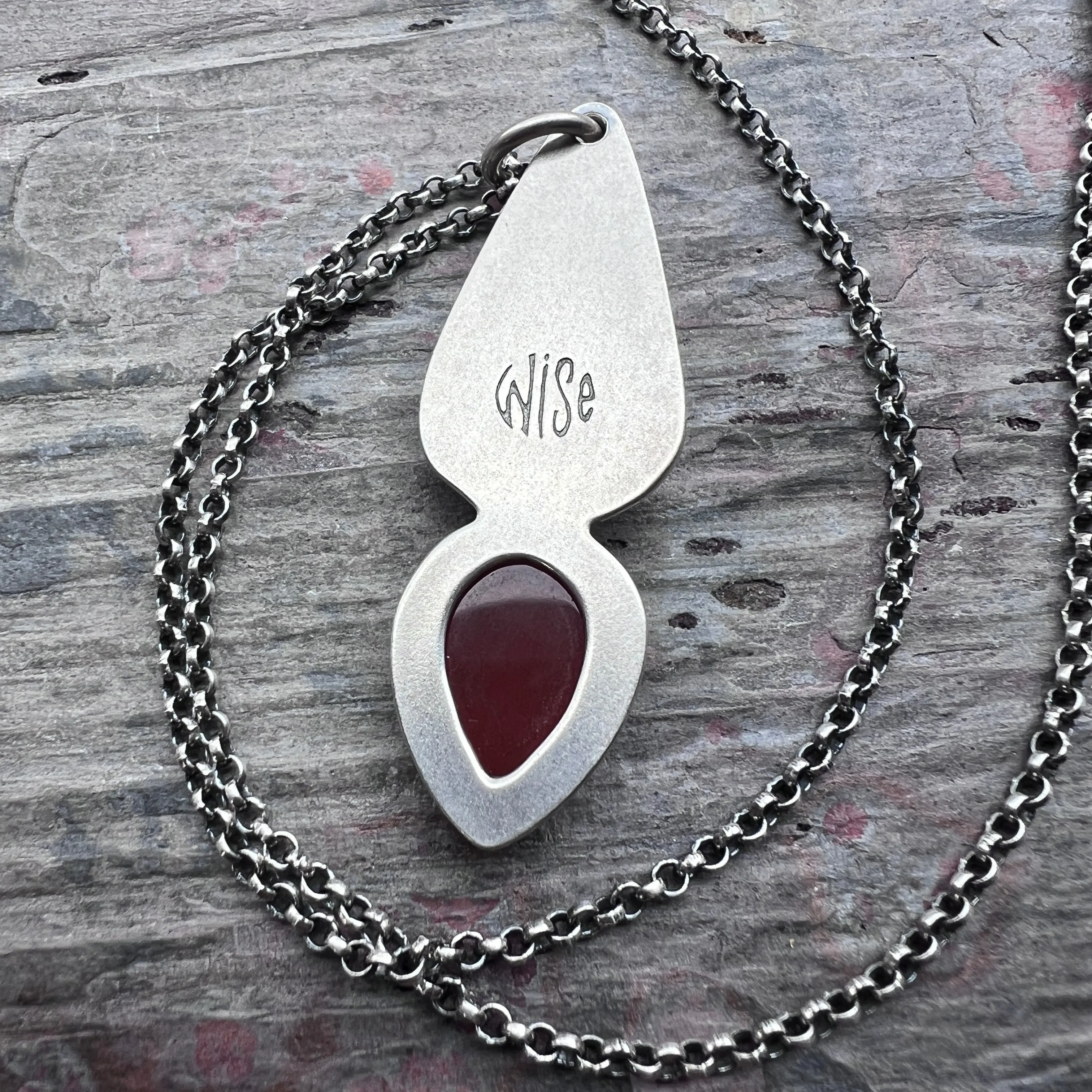 Genuine Turquoise and Carnelian Sterling Silver Necklace | One-of-a-kind Teardrop Pendant (#2)