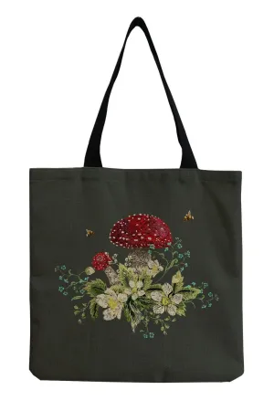 Goblincore Artistic Floral Tote Bag
