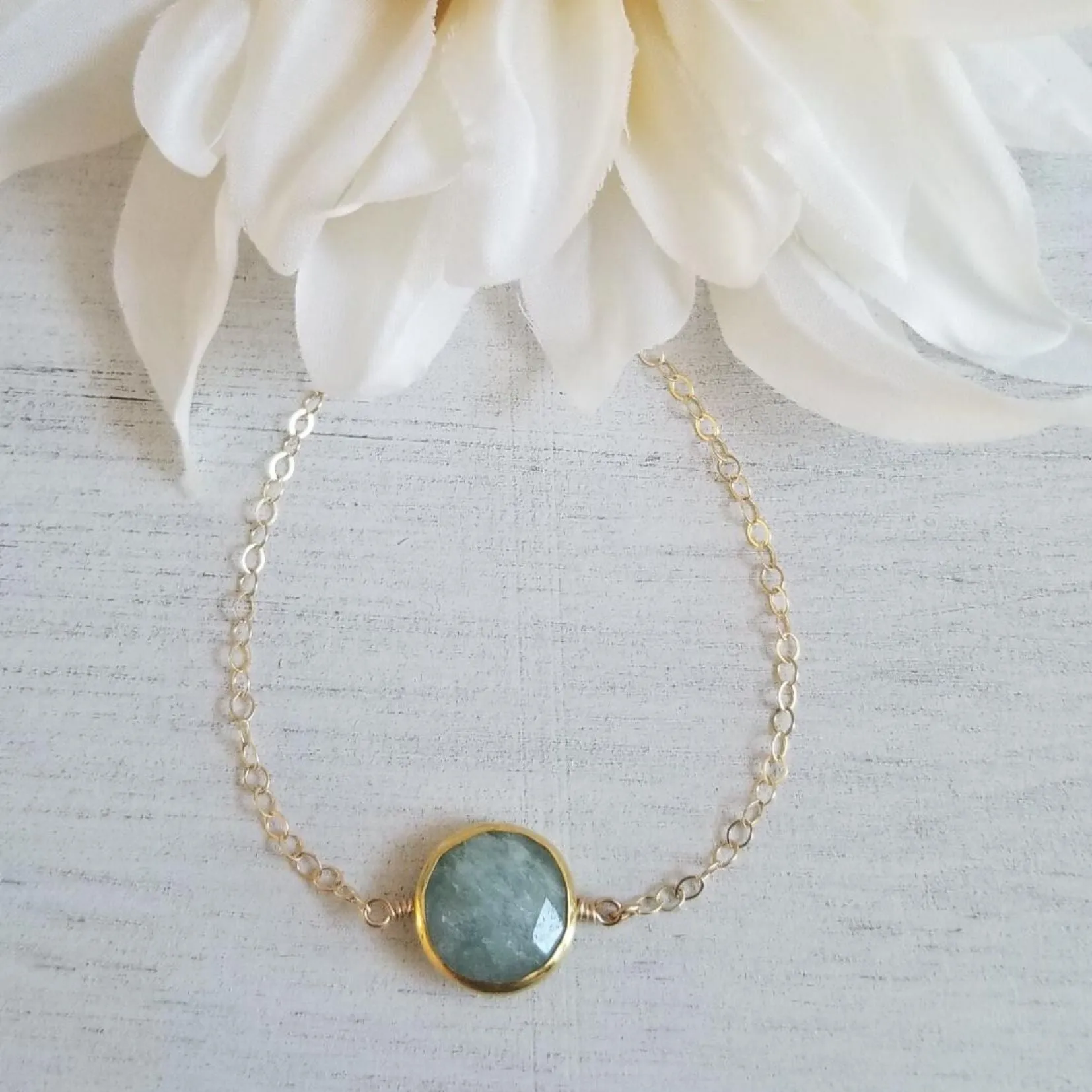 Gold Aquamarine Necklace, Dainty Layering Necklace