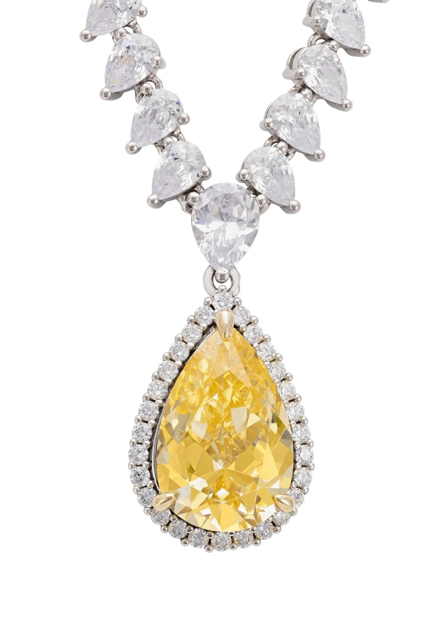 Harlow Lemon Topaz Teardrop Pendant Necklace Silver