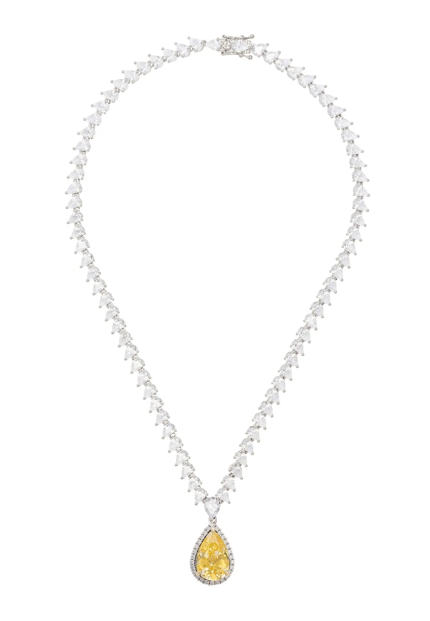 Harlow Lemon Topaz Teardrop Pendant Necklace Silver