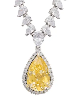 Harlow Lemon Topaz Teardrop Pendant Necklace Silver