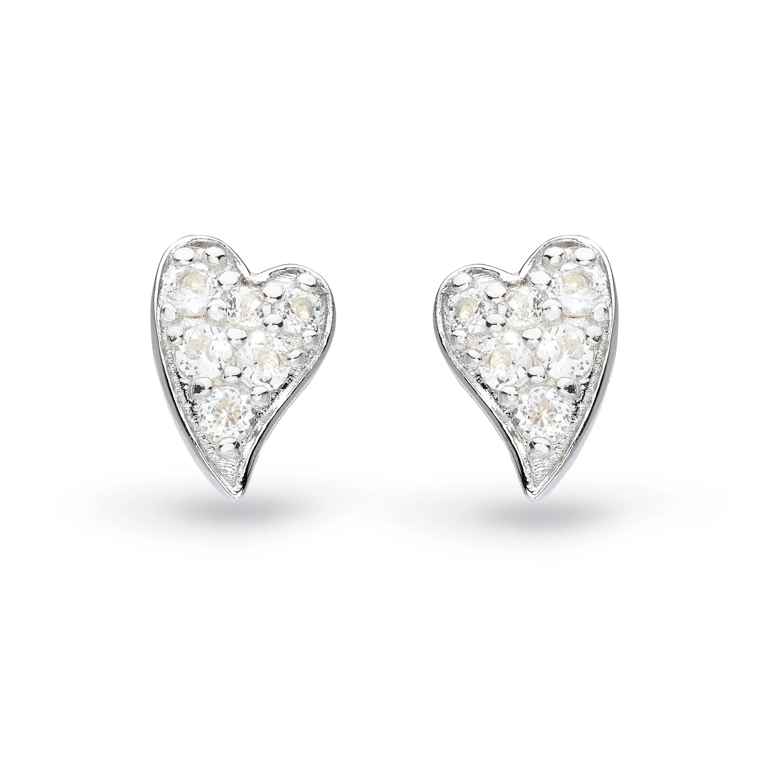Kit Heath Desire Precious White Topaz Heart Stud Earrings