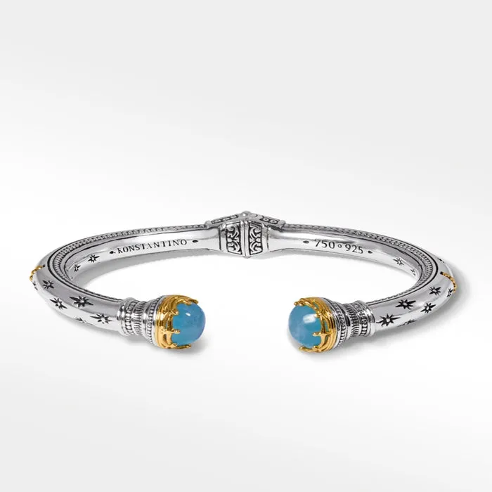 KONSTANTINO STERLING SILVER & 18K GOLD AQUAMARINE BRACELET