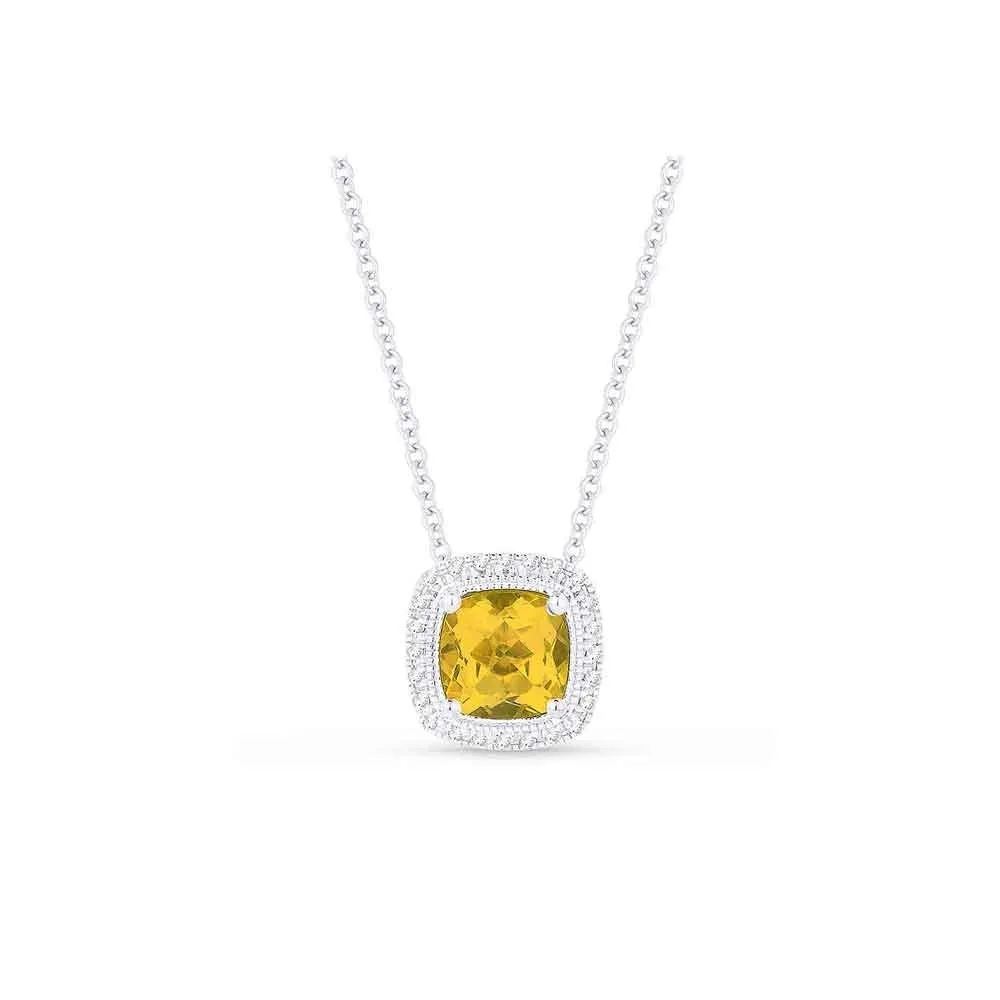LaViano Fashion 14K White Gold Citrine and Diamond Necklace
