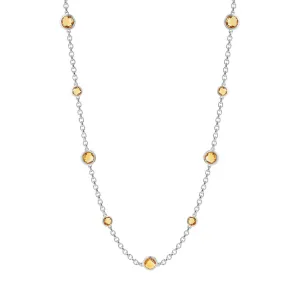 LaViano Fashion Sterling Silver and Citrine Station Necklace