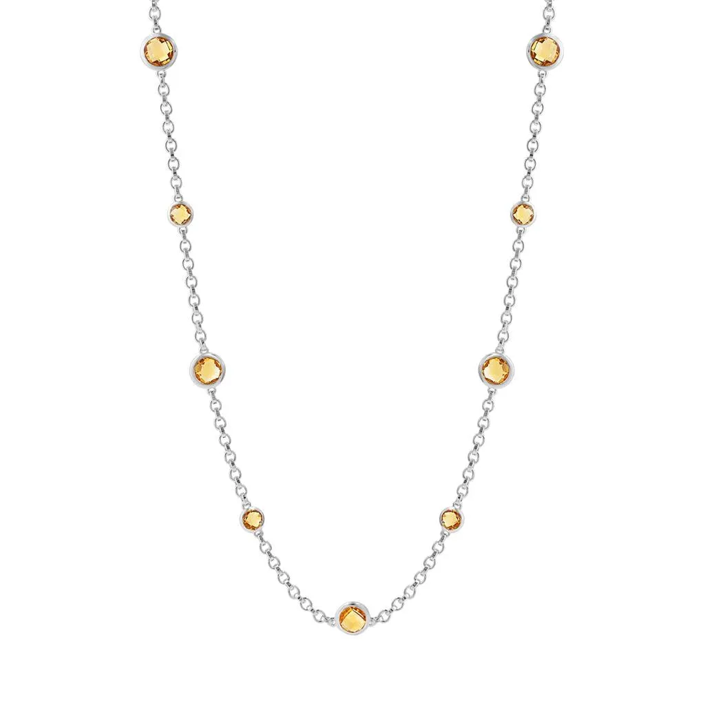 LaViano Fashion Sterling Silver and Citrine Station Necklace