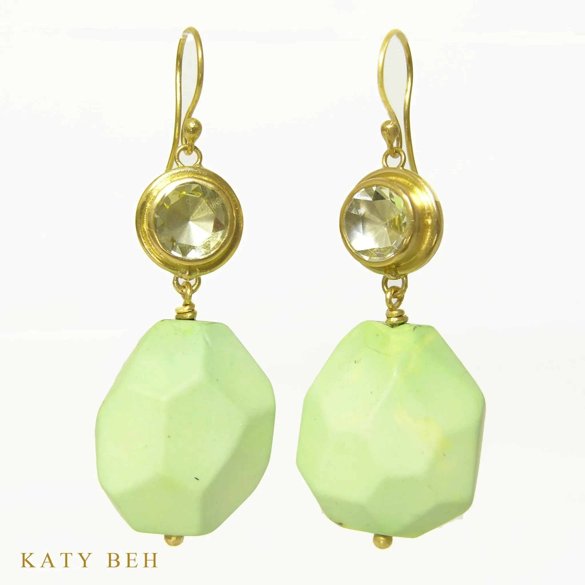 Lemon Citrine and Chrysoprase Earrings