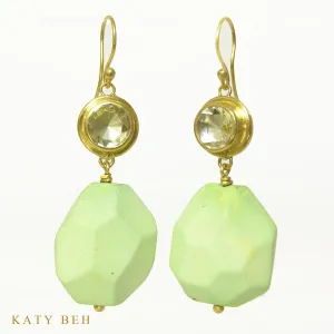 Lemon Citrine and Chrysoprase Earrings