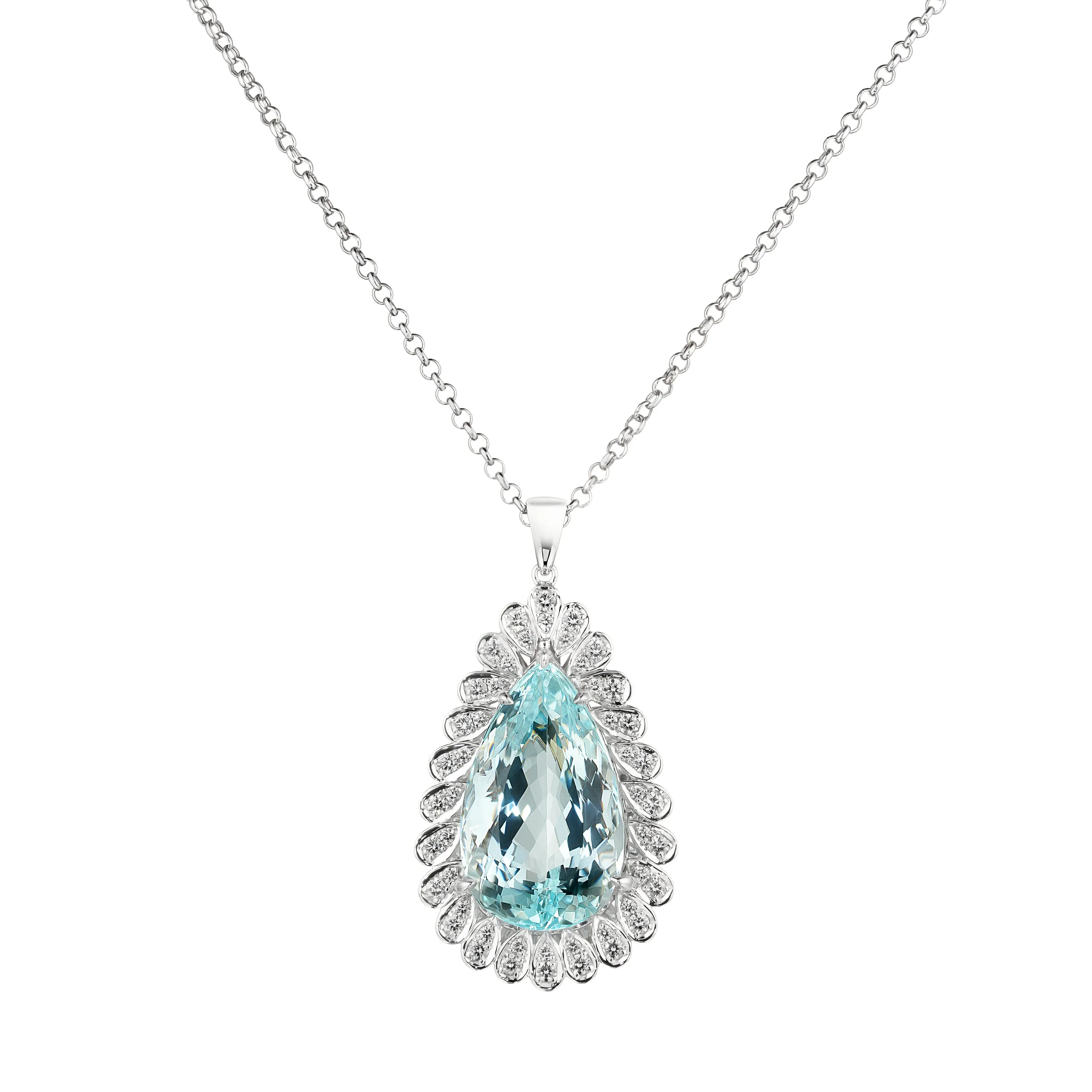 Lumiere Aquamarine Halo Pendant