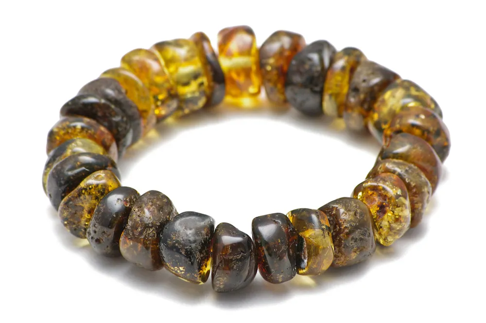 Luxurious GREEN AMBER BEAD NECKLACE & BRACELET SET