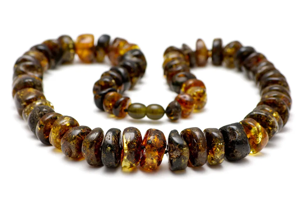 Luxurious GREEN AMBER BEAD NECKLACE & BRACELET SET