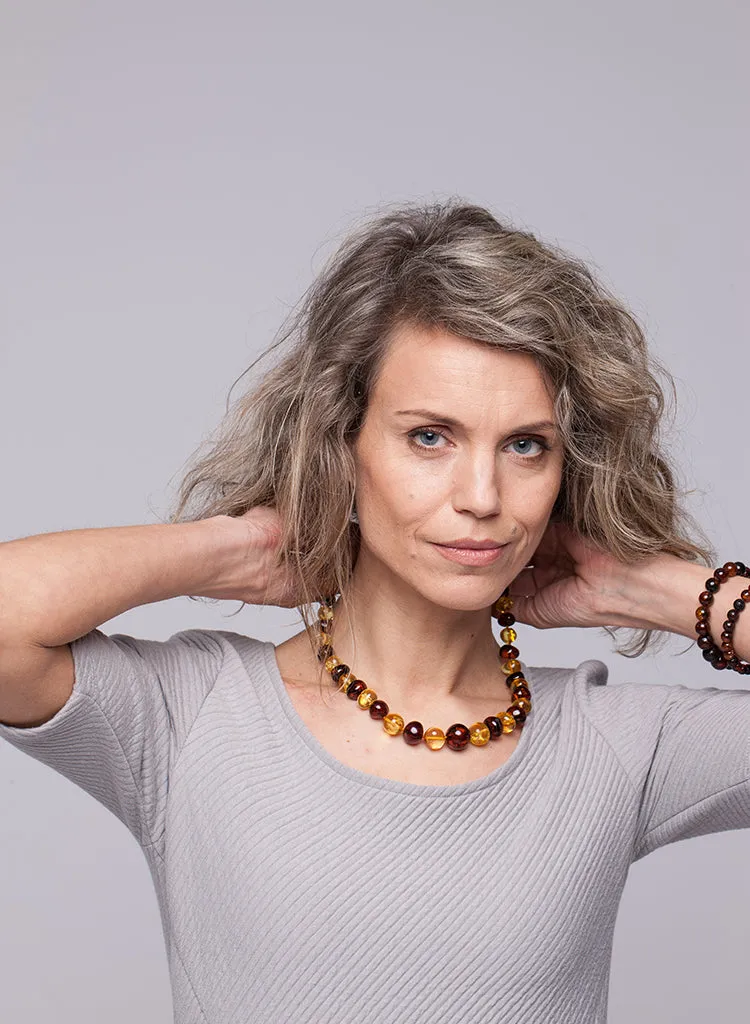 LUXURY AMBER NECKLACE FOR HER , LEMON & CHERRY