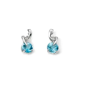 MILENA Gold Earrings with Blue Topaz and Diamonds