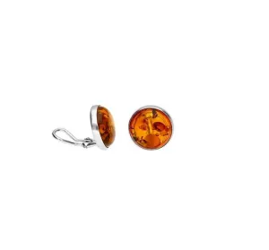 MILENA Silver Ear Clips Earrings and Baltic Amber