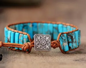 Natural Stone Throat Chakra Bracelet- Light Blue Stones