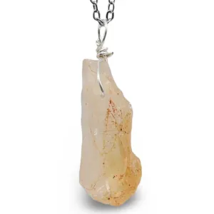 Necklace - Natural Citrine  - Silver Tone Copper Wire Wrapped