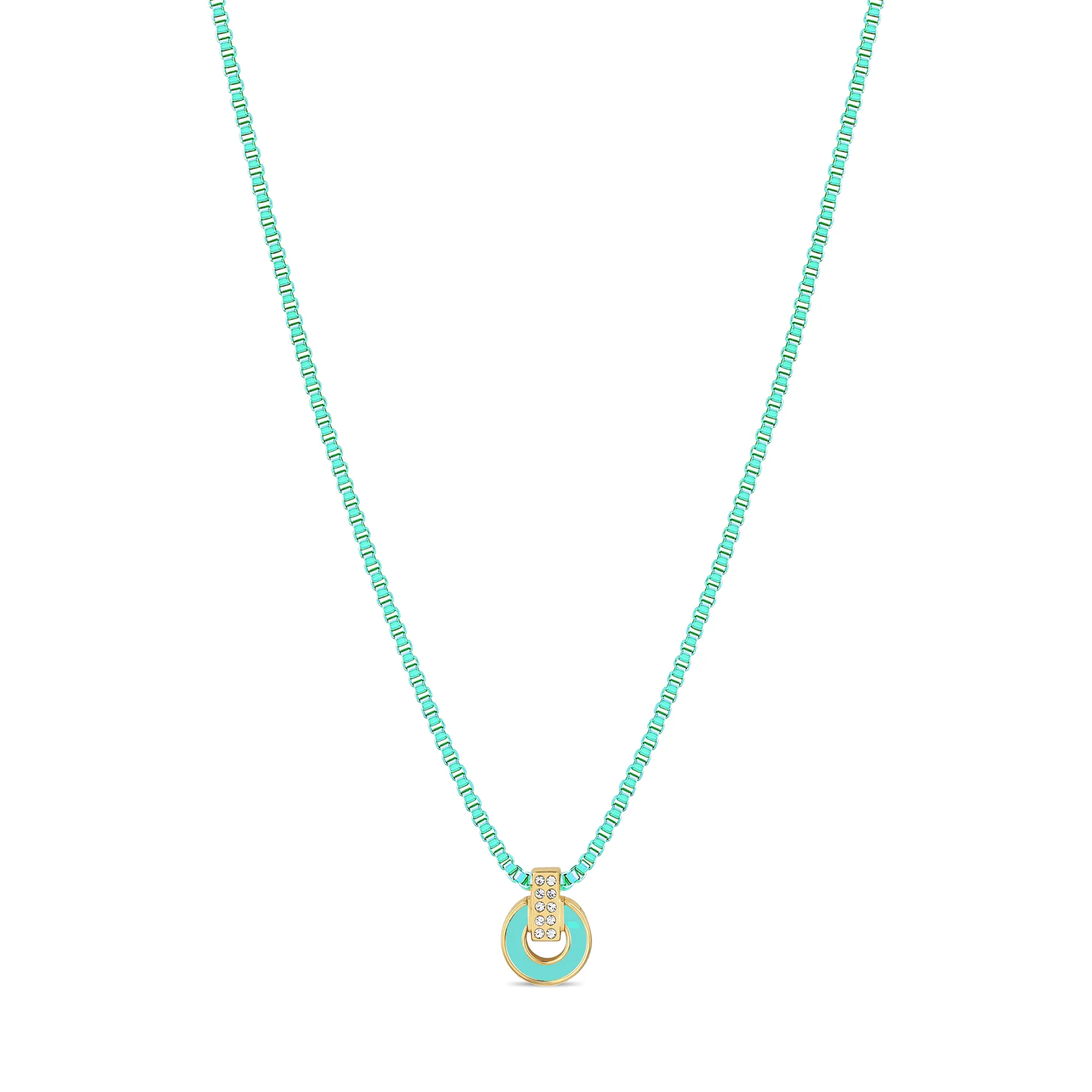 NEREIDA TURQUOISE CHIP WITH ZIRCONIA TURQUOISE CHAIN NECKLACE