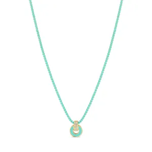 NEREIDA TURQUOISE CHIP WITH ZIRCONIA TURQUOISE CHAIN NECKLACE