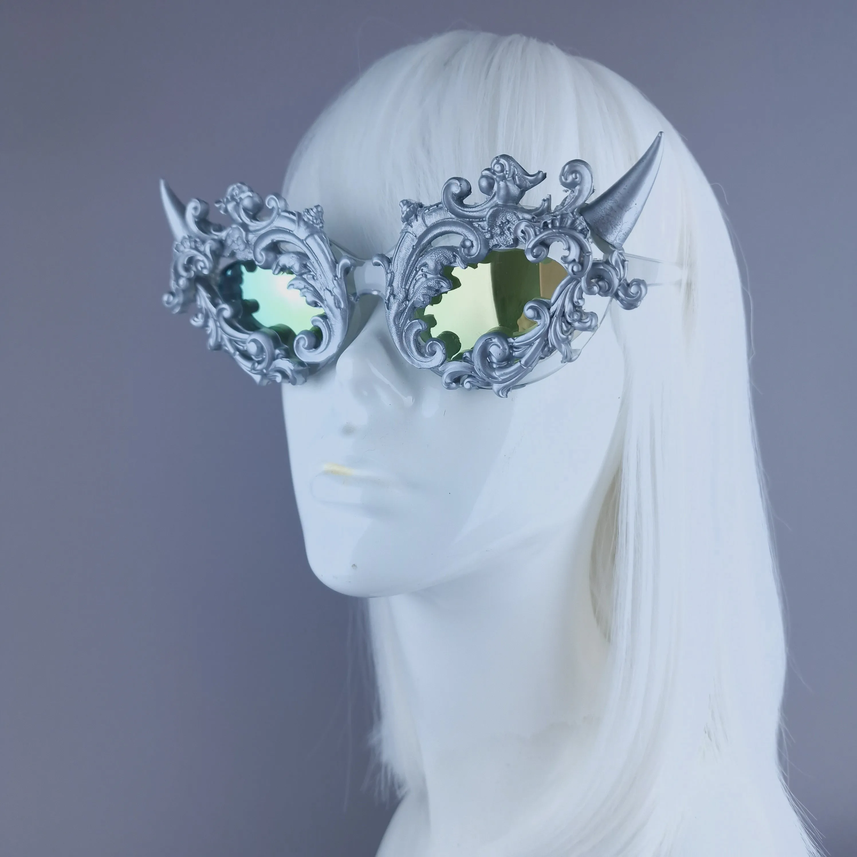 "Superbeast" Silver Filigree Ornate Devil Horn Sunglasses