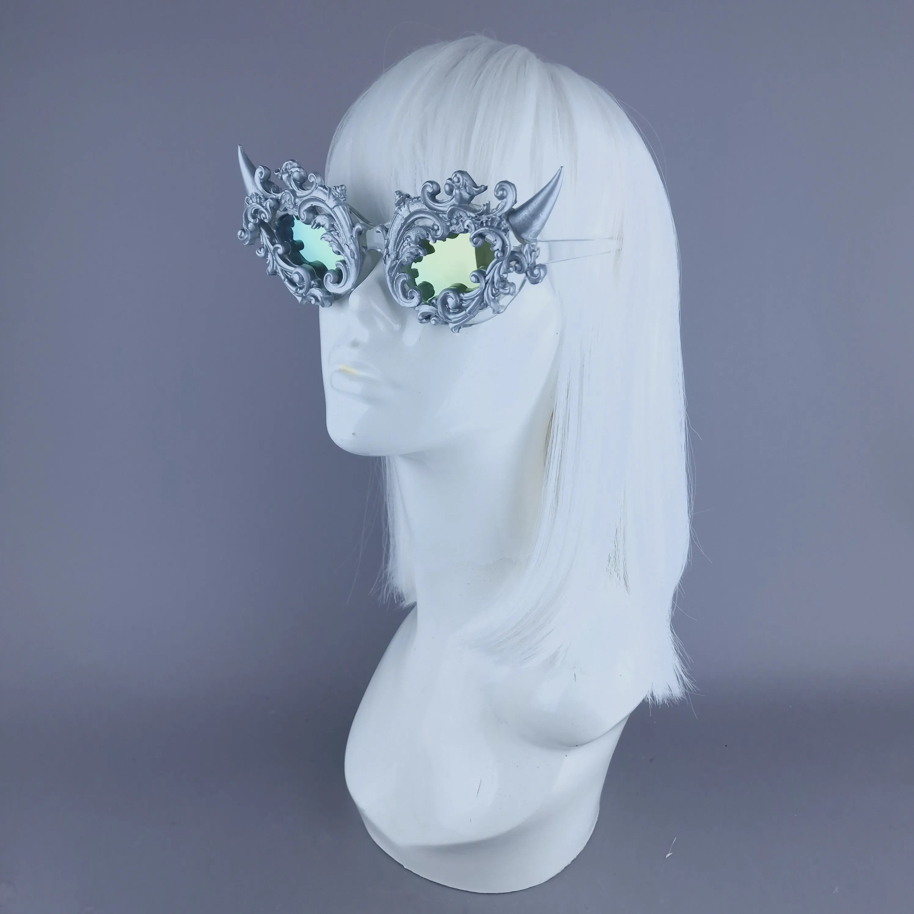 "Superbeast" Silver Filigree Ornate Devil Horn Sunglasses