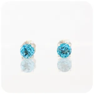Round cut Swiss Blue Topaz Stud Earring - 5mm