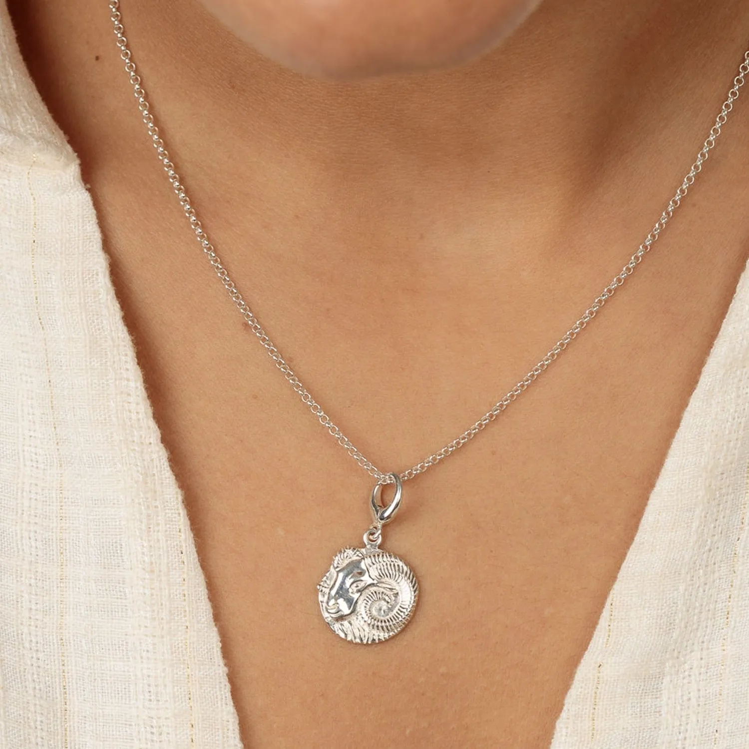 Silver Aries Zodiac Charm
