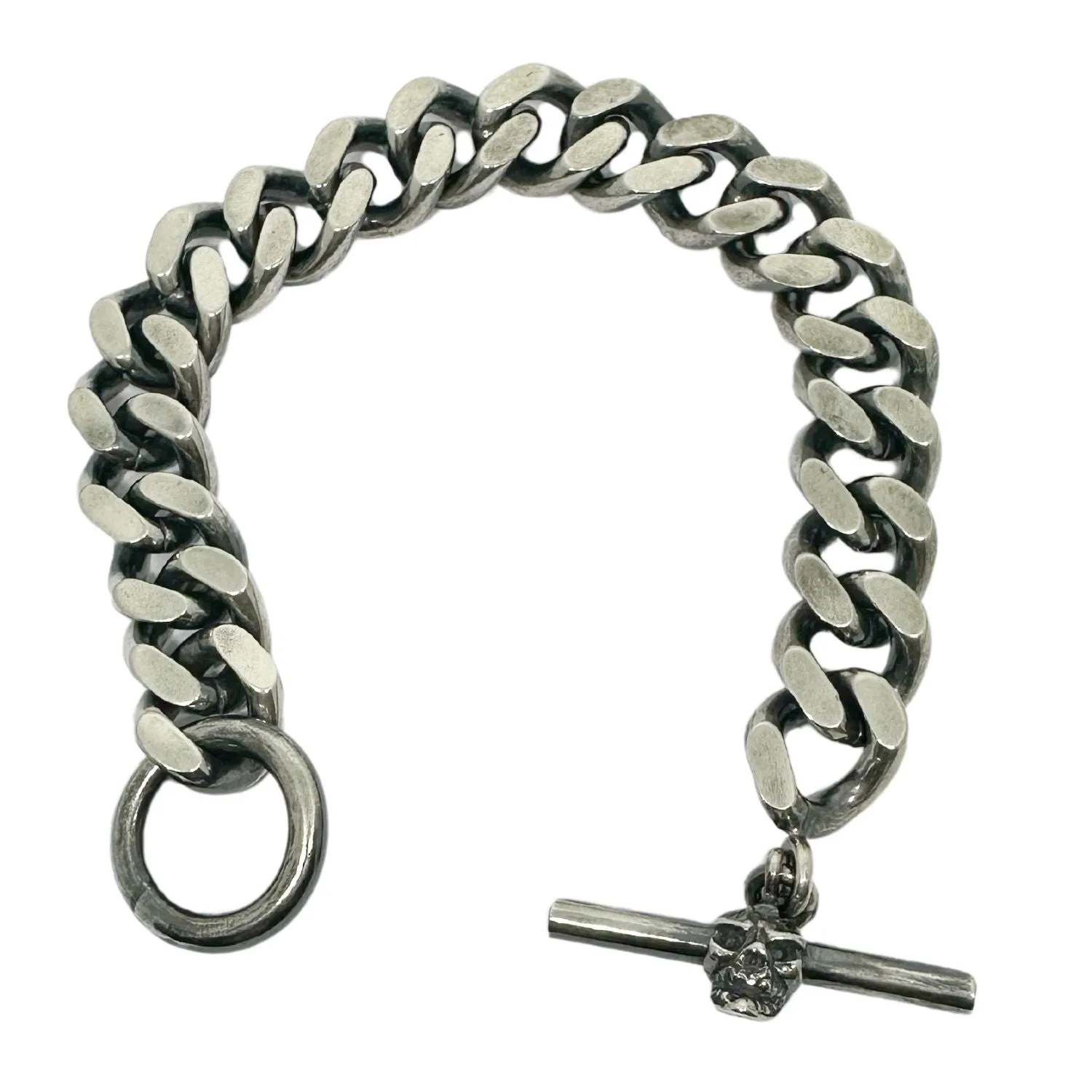 Skull Heavy Curb Chain T-Bar Japanese Power Sign