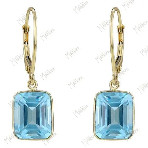 Sky Blue Topaz 10x8 Leverback Earring