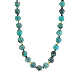 Spiderweb Turquoise Beaded Necklace with 18k Gold and Sterling Silver Accents