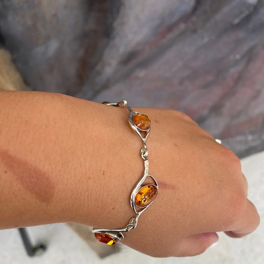 Sterling silver amber bracelet