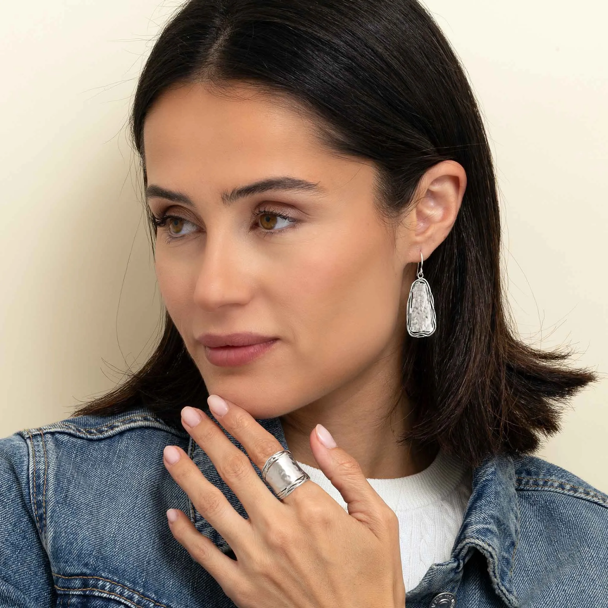 Sterling Silver Hammered Wire Wrap Earrings