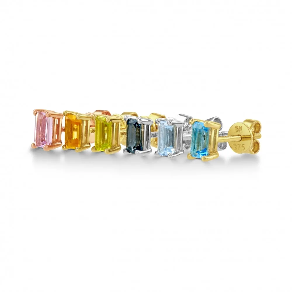 Swiss Blue Topaz Stud Earrings - Yellow Gold