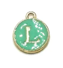 Turquoise Green & Gold Leetie Initial Necklace