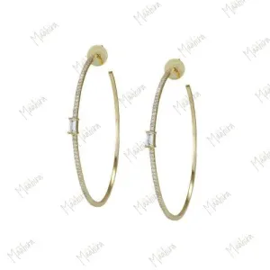 White Topaz Baguette Hoops