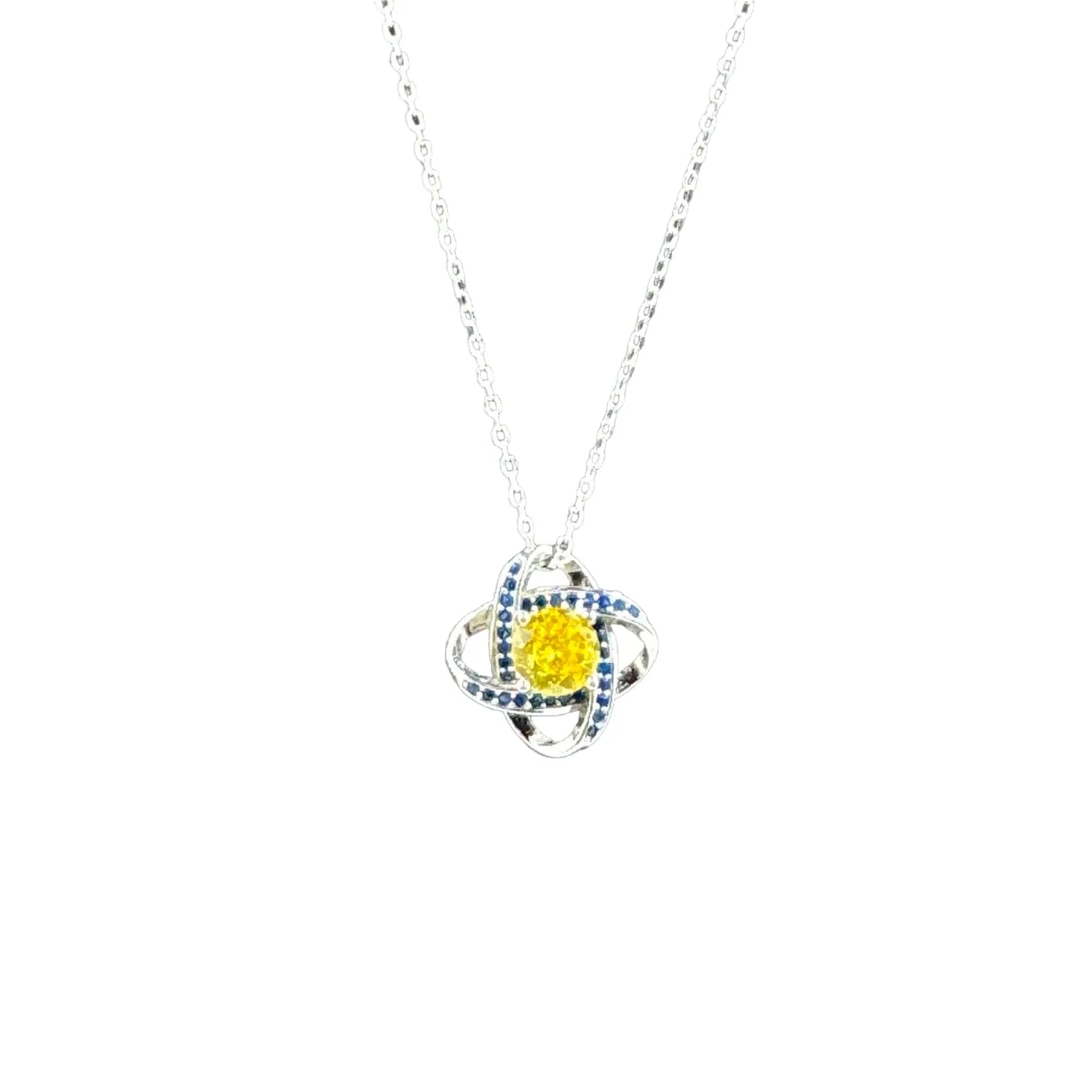 Yara Sterling Silver Necklace Blue and Yellow